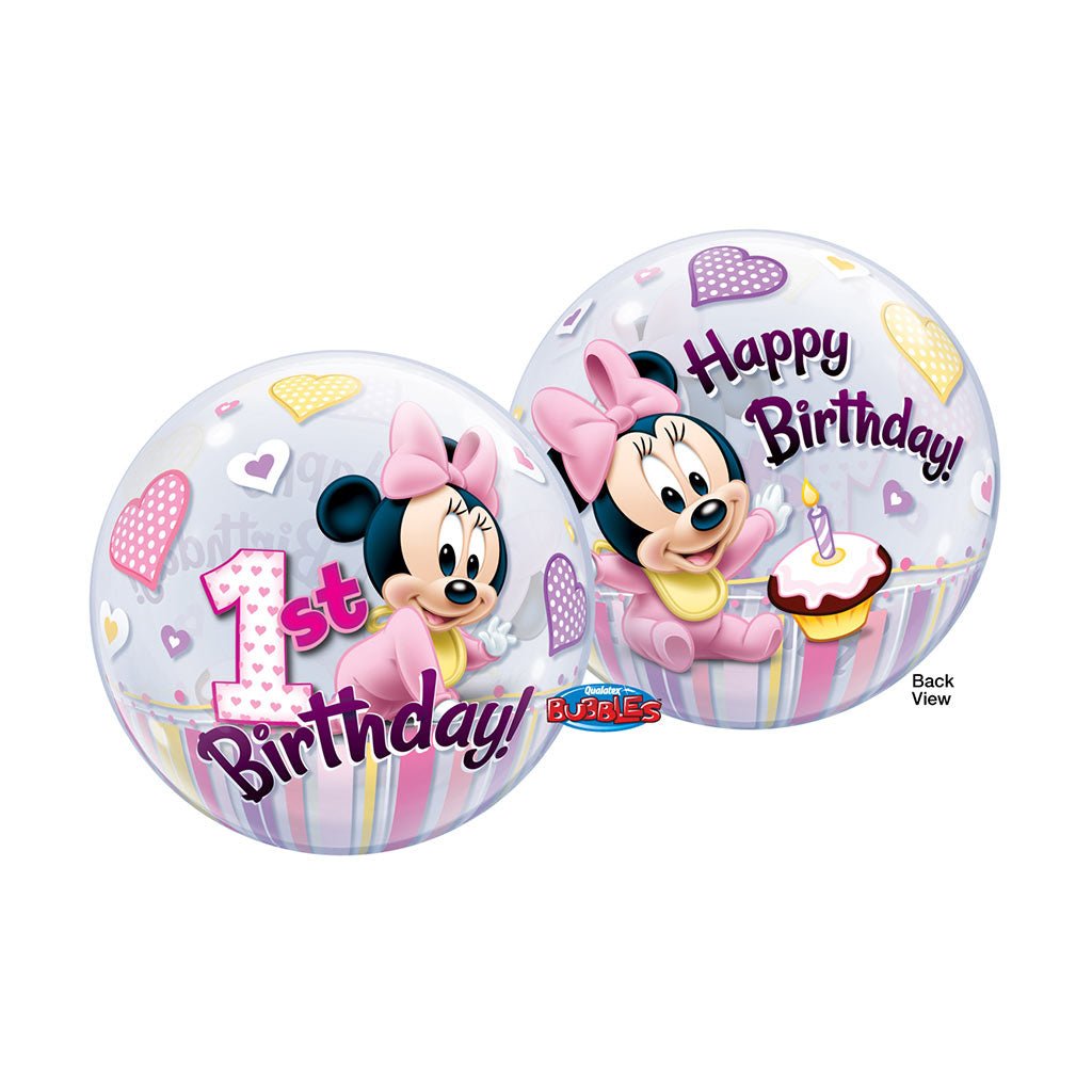 1st Birthday Minnie Mouse Bubble Balloon - Celebrations
