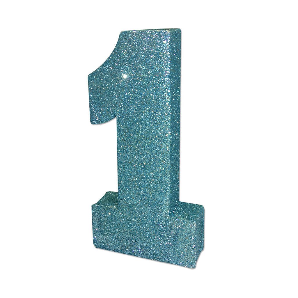 Blue '1' Glitter Table Block - Celebrations