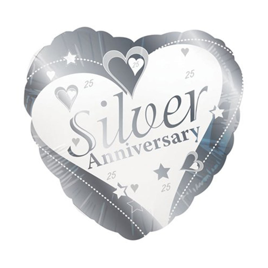 Silver Anniversary Heart Foil - Celebrations